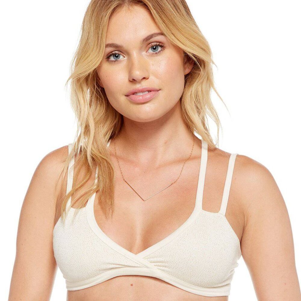 NWT Chaser Intimates Classic Strappy Back Glitter Bralette White